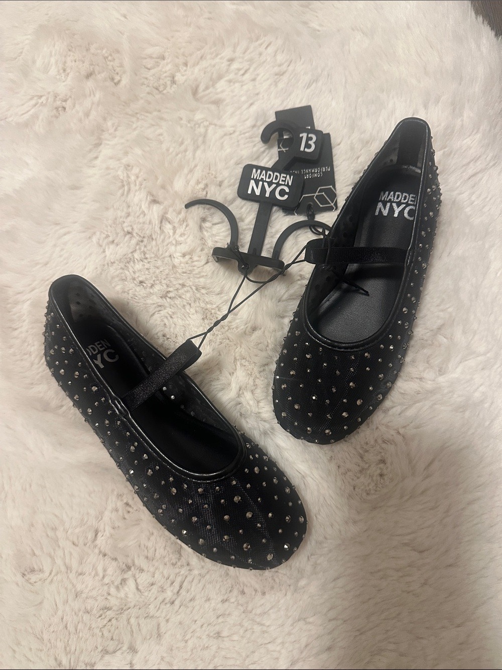 Madden NYC Black Studded Mary Jane Flats Girls 13